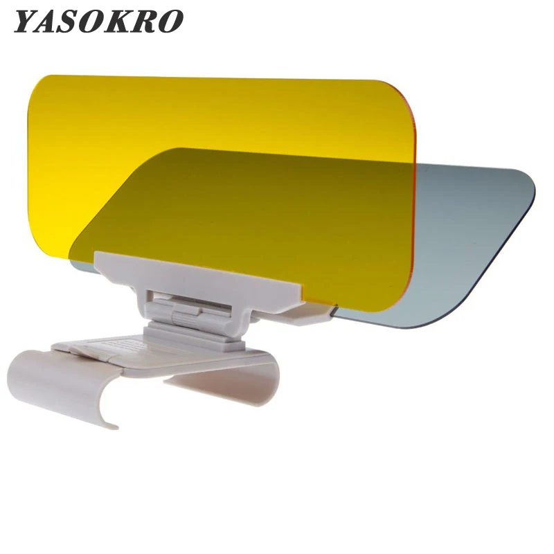 

YASOKRO Car Sun Visor Day Night Anti-dazzle 2 in 1Dazzling Goggles Driving Fold Flip Down Mirror Card slot Clear View Visor