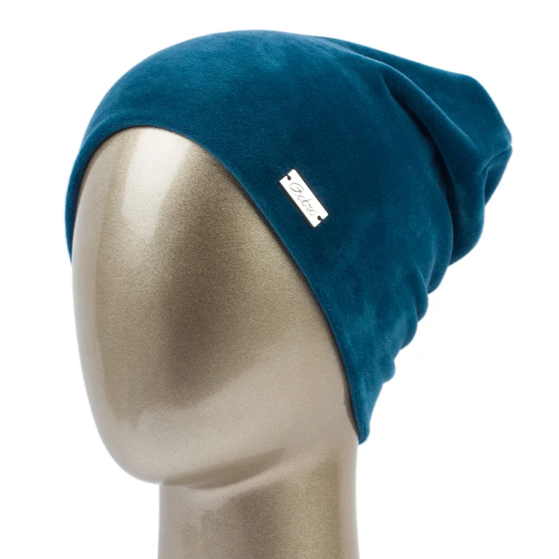 Geebro, Женская велюровая шапка, весенняя, повседневная, полиэфирная, Вязанная, одноцветная, Skullies Beanies, шапки для женщин, Балаклава, шапка - Цвет: Blue