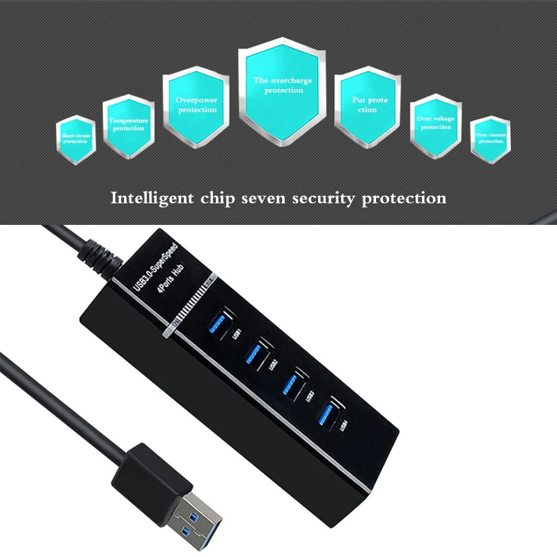 Высокая скорость USB 3,0 4-портовый концентратор USB 2,0 мульти-Сплиттер Настольный ПК ноутбук адаптер переменного тока мульти-usb-концентратор от одного до четырех удлинитель