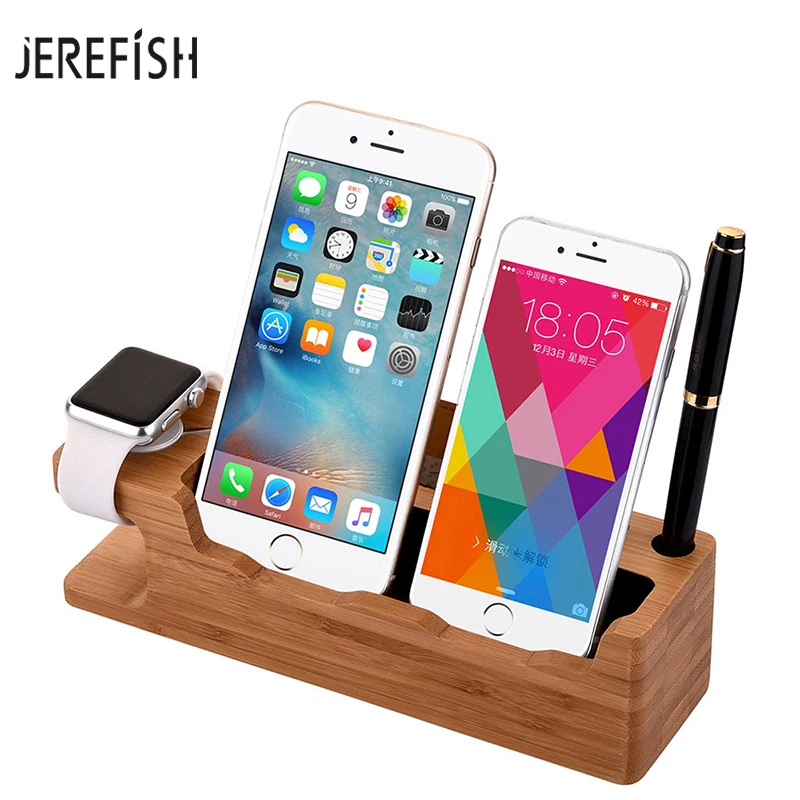 

Wooden Charging Dock Station Mobile Phone Holder Stand For iPhone X 8 7 Plus 6 6S Plus SE For Watch Cellphone Holder Stand