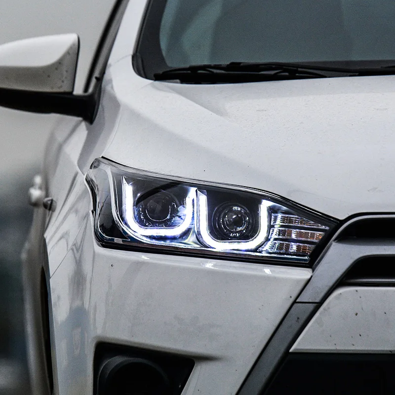 

KOWELL Car Styling for Toyota Yaris Headlights 2014-2015 New Yaris LED Headlight DRL Bi Xenon Lens High Low Beam Parking Fog