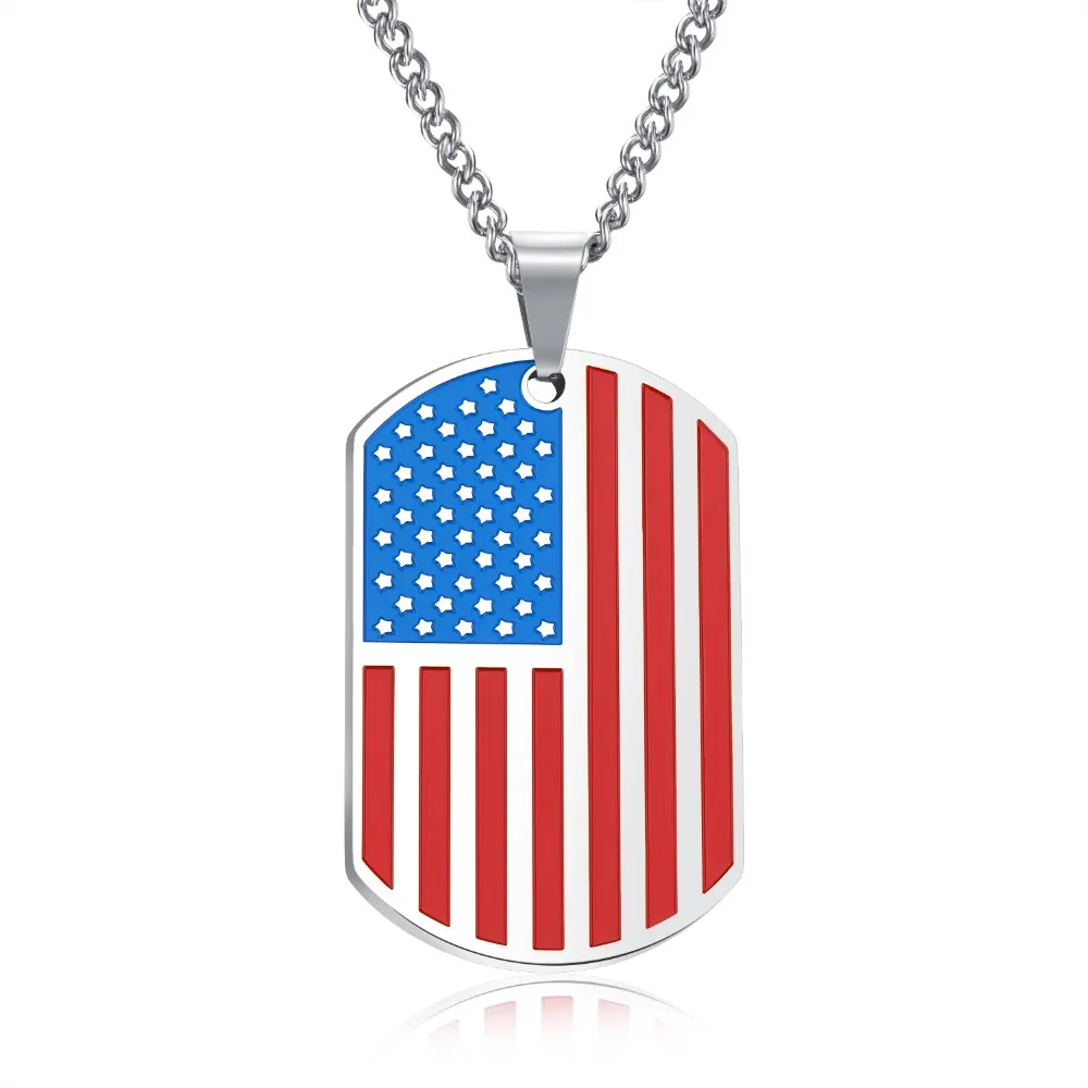 High quality classic pop American flag pendant Trend creative titanium steel men's necklace Jewelry gift 3-GX1236 | Украшения и