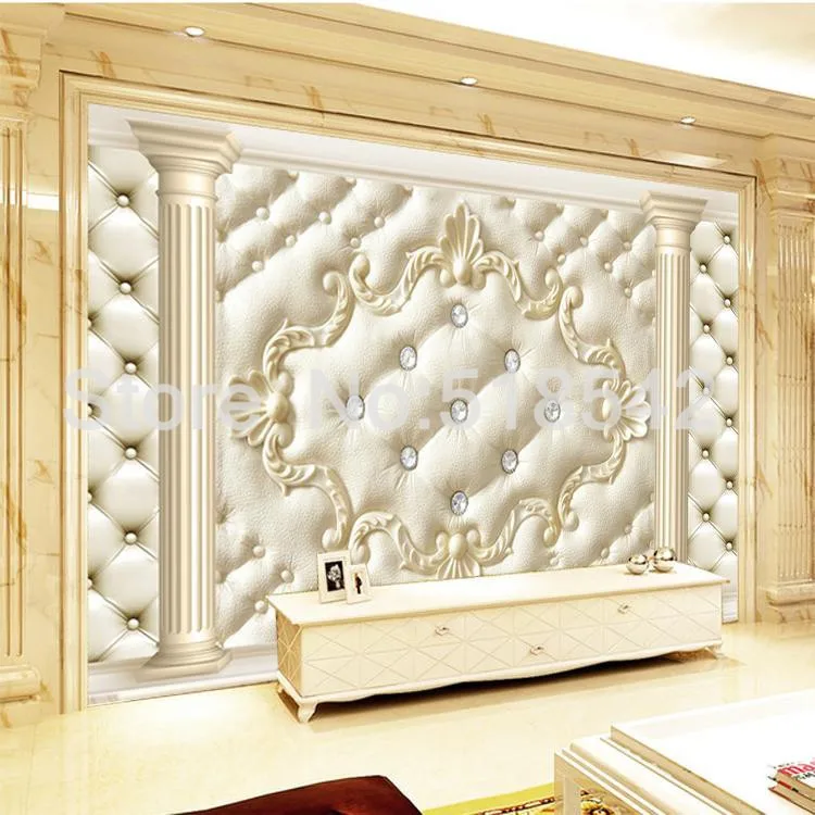 Пользовательские настенной Бумага Европейский Стиль искусственная кожа мягкая Вышивка Крестом Пакет стены Бумага Домашний Декор Гостиная Спальня стены Бумага 3D
