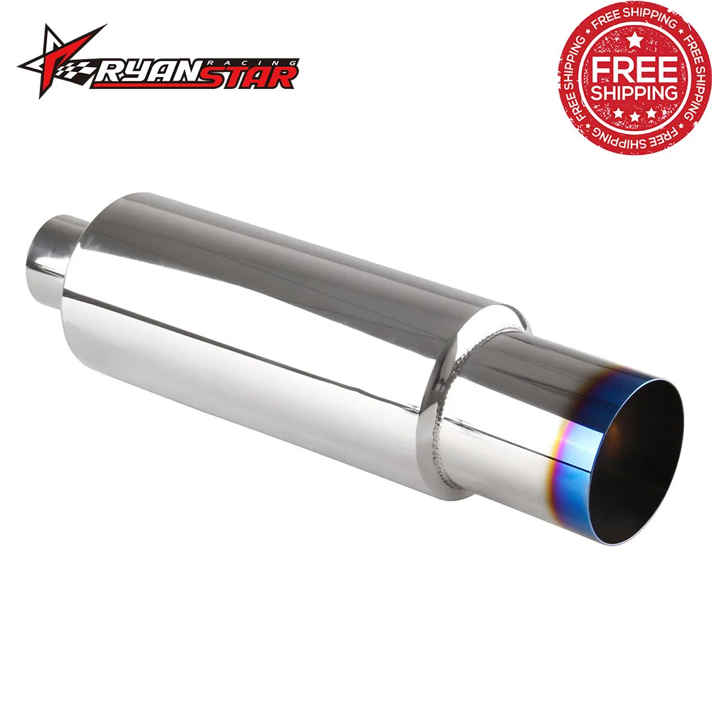 4" N1 Style Burn Tip Stainless Steel Racing Resonator Exhaust Muffler 2