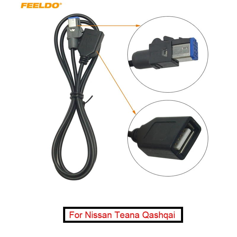 

FEELDO 1PC Car Audio 4PIN USB Cable Adapter Female USB Connector for Nissan Teana Qashqai 2012 #AM5659