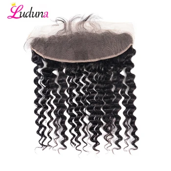 

Luduna Lace Frontal Closure Brazilian Deep Wave 13x4 Ear To Ear Lace Frontal Closure Remy Human Hair Closure With Baby Hair