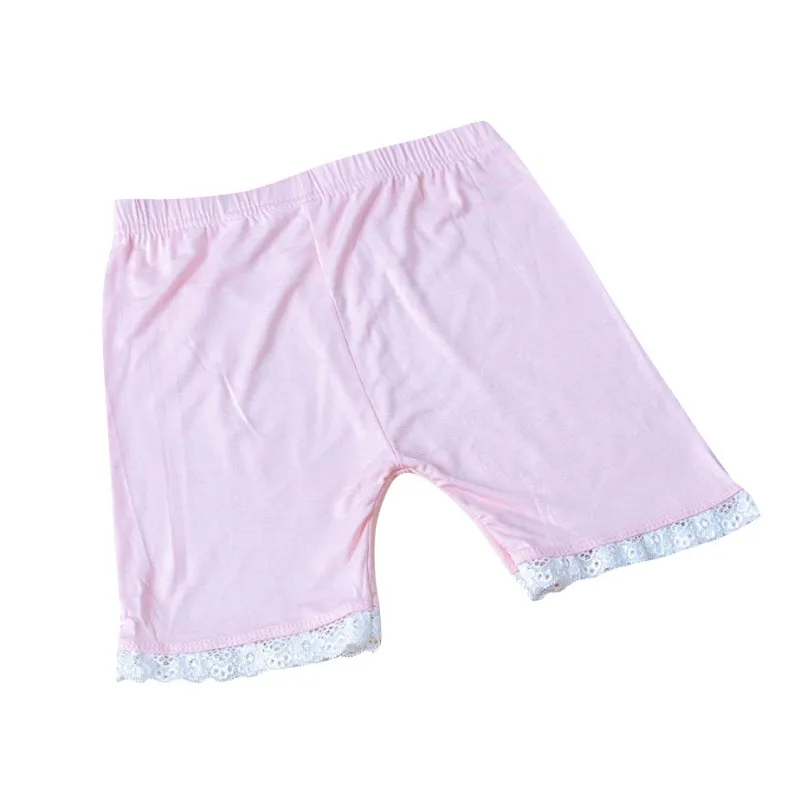Милые штаны до середины икры с кружевом для маленьких девочек; хлопковые Стрейчевые летние шорты; леггинсы - Цвет: Розовый