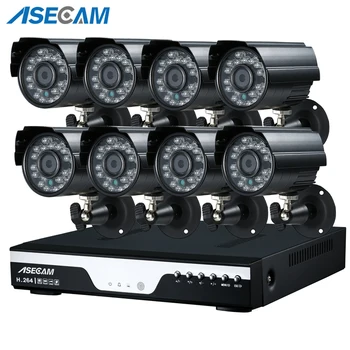

Super 4MP HD 8 Channel Surveillance Home Black small Metal Bullet Security Camera H.264 DVR Kit Outdoor 8CH CCTV System Kit