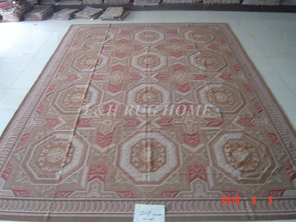 

Free shipping 11.6'X18.4'' Aubusson rugs Beige and madellian French style rugs Floral design big rugs