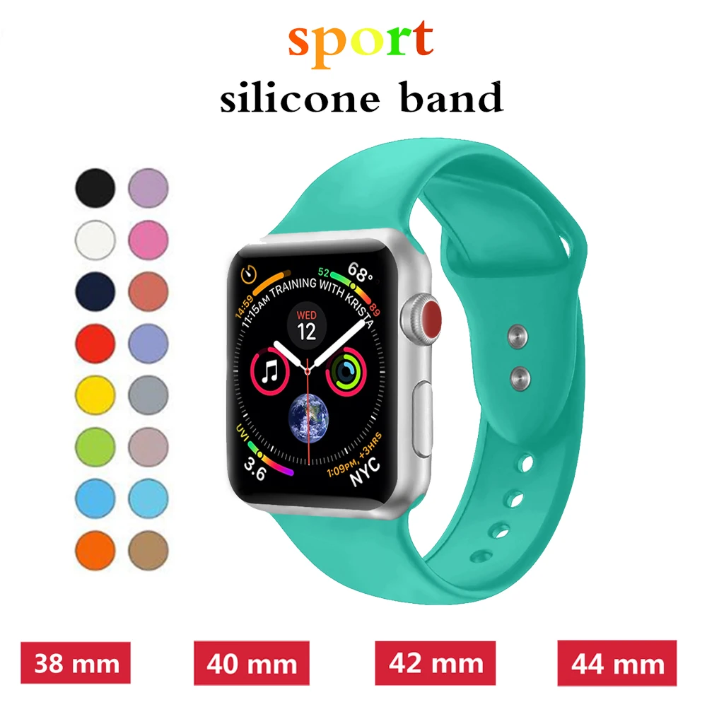 

Lerxiuer Sport Silicone Strap For Apple Watch Band 4 44mm 40mm iwatch bands series 3 2 1 42mm 38mm wrist bracelet belt watchband