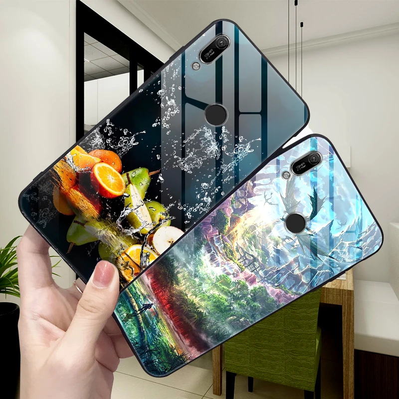 Чехол для Huawei Y6 Prime 2019 чехол из закаленного стекла жесткая задняя крышка телефона