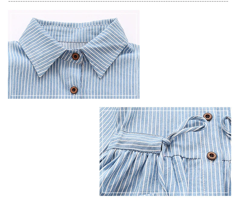 Baby Dress Girls Children's Toddler Girls  College style leisure Washed denim Long sleeve Collect waist stripe shirtdress for 3-14Y kids clothing (12)