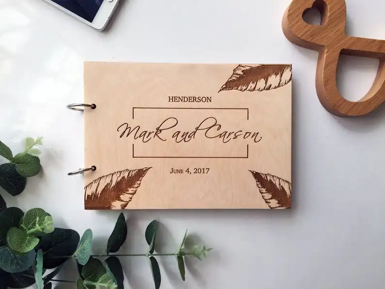 Wedding Wooden GuestBook, Rustic Wedding Unique GuestBook , Personalized Engraved DIY Guest Book for Signature