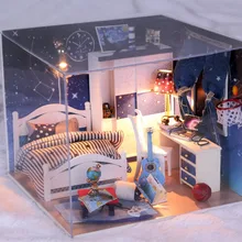 Рождественский подарок DIY деревянный кукольный дом с мебели с пылезащитной звездой модель здания кукольный домик подарки