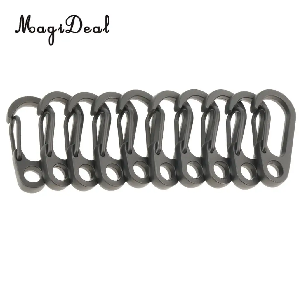 10Pcs Mini Snap Spring Clip Hook Carabiners Outdoor Camping Tool Keychain Gray, Strong and Durable