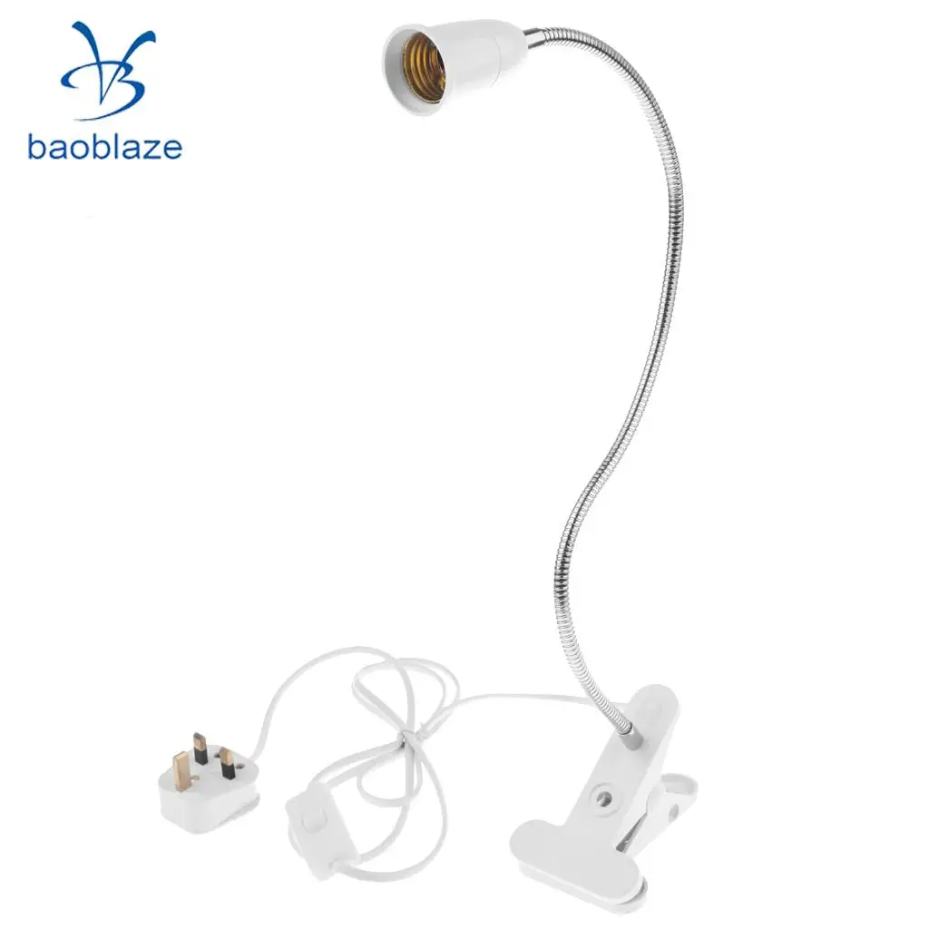 E27 Flexiable Light Holder Socket Simple Switch Design Clip Lamp with Touch Control UK Plug