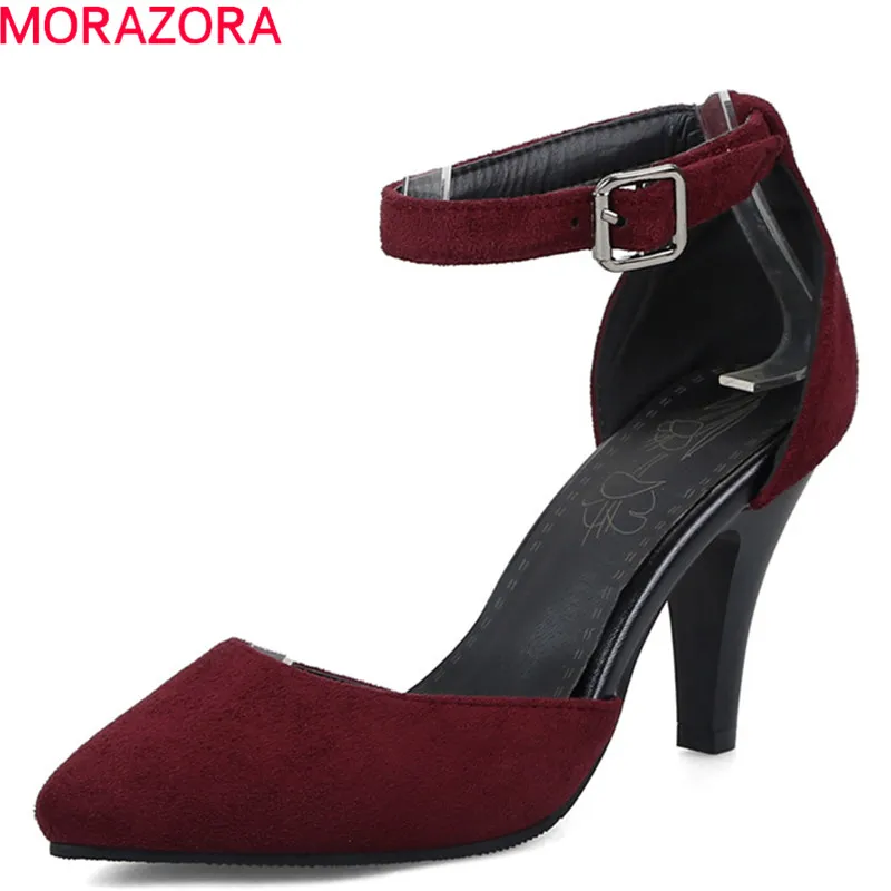 

MORAZORA 2018 big size 33-47 new fashion women pumps pointed toe buckle elegant party wedding shoes high heels shoes woman