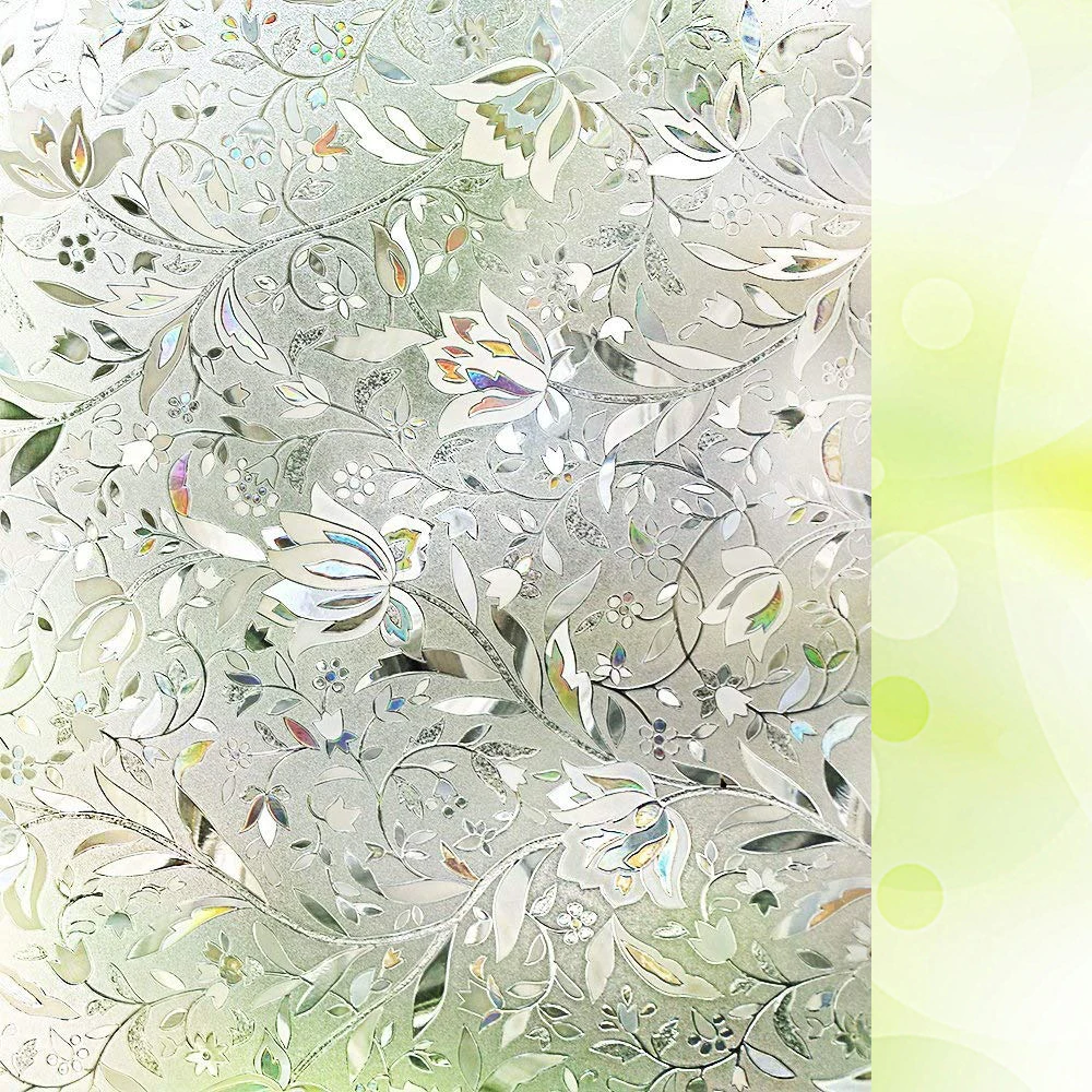 90*200 Cm Tulip Flower 3D Static Cling decorative Privacy etched Glass