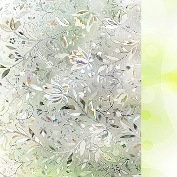 

90*200 Cm Tulip Flower 3D Static Cling decorative Privacy etched Glass Window Film Vinyl No-Glue Static Decorative films
