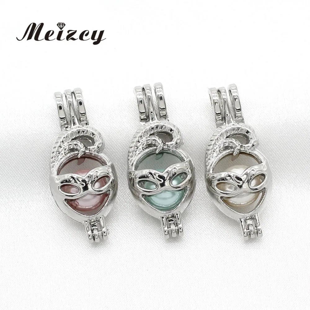 

10pcs Silver Color Ball Party Mask Pearl Cage Pendant Essential Oil Diffuser Bead Cage Lockets Necklace Charms for Oyster Pearl