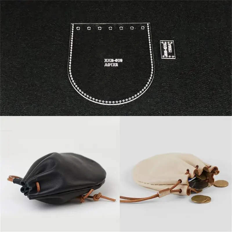 1pcs Handmamde Coin Purse Acrylic Template Leather Pattern DIY Hobby Leathercraft Sewing Pattern Stencils 12x11cm