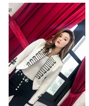 

women Black Double-breasted Phnom Penh Decorative Small Suit Female Spring Style Medium-length Jacket