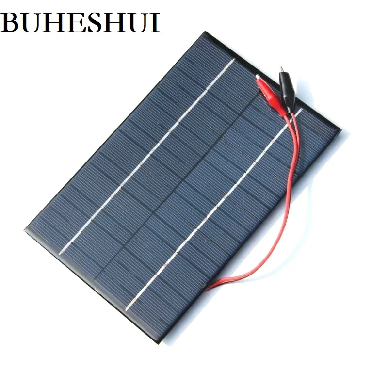 

BUHESHUI 4.2W 12V Solar Cell Polycrystalline Solar Panel+Crocodile Clip For Battery System Solar Charger Free Shipping