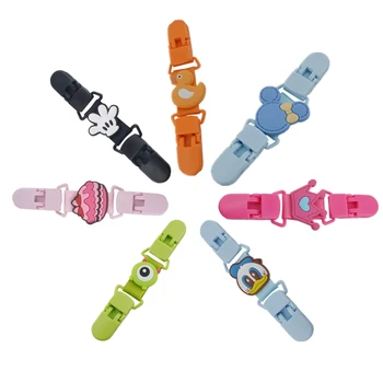 

Cartoon Infant Baby Pacifier Clip Silicone Baby Dummy Nipple Clip Sooth Holder for Pacifiers Handkerchief Holder Stitch Clip