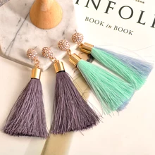 Новые модные роскошные женские ювелирные изделия кисточкой желтый фиолетовый порошок зеленый кулон розовые серьги