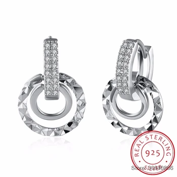 

SMTCAT 925 Sterling Silver Punk Rock Styles double circle Small Hoop Earrings for Women Wedding Party Fine Jewelry