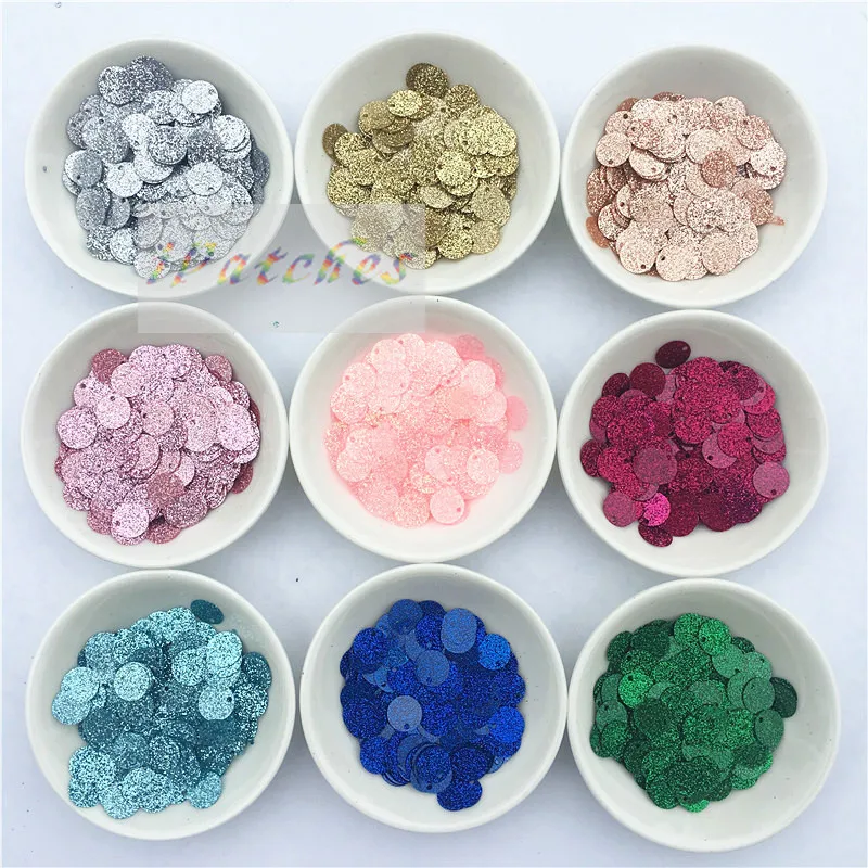 

300pcs 10mm Sequins with Flash powder,1cm PVC glitter sequin Paillette sewing craft with 1 side hole New Accessories for Garment