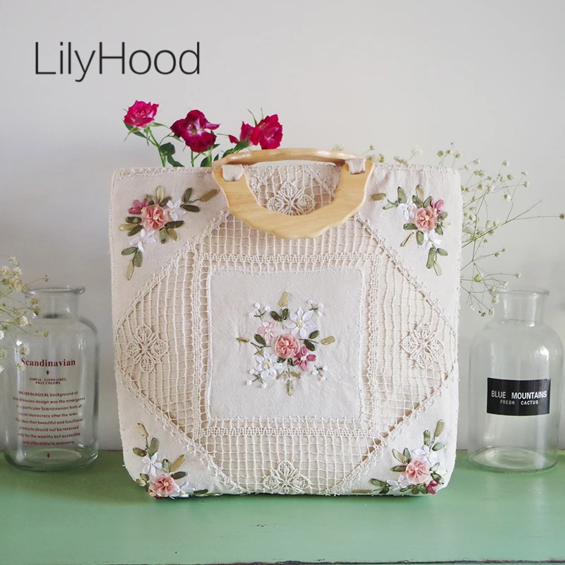 LilyHood Handmade Women Floral Embroidery Big Tote Bags Vintage Retro Shabby Chic Burlape Jute Crochet Lace Book Wool Handle Bag LilyHood Handmade Women Floral Embroidery Big Tote Bags Vintage Retro Shabby Chic Burlape Jute Crochet Lace Book Wool Handle Bag