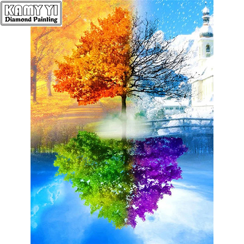 

5D DIY Diamond Painting Fantasy Seasons Tree Diamond Embroidery European Style For The Living Room Mosaic Painting ZS