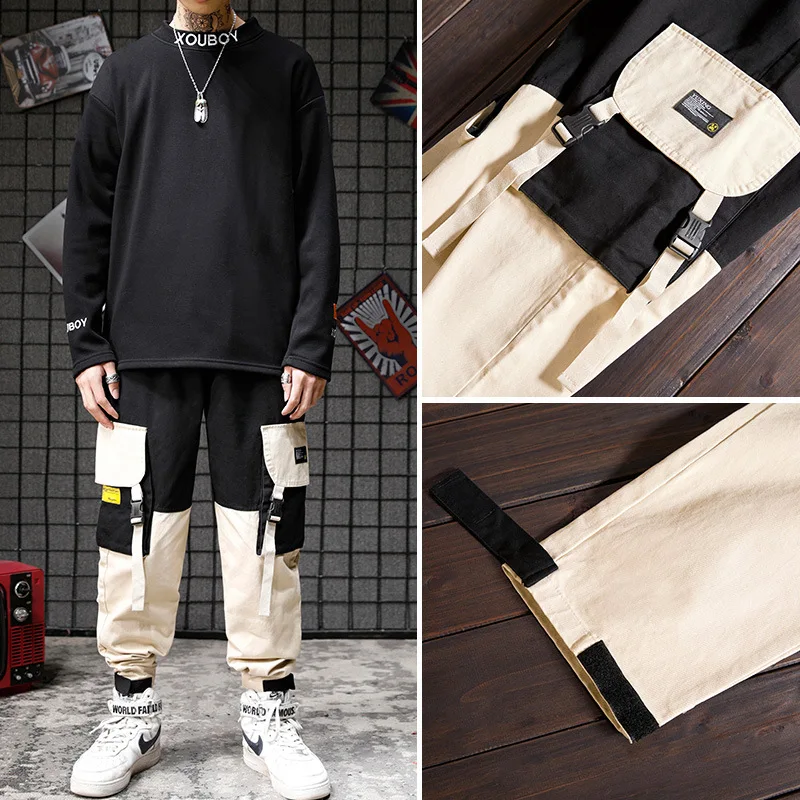Модные мужские брюки-карго Hi-street Slim Fit в городском стиле, хип-хоп, Лоскутные Брюки с карманами, штаны с манжетами для мужчин