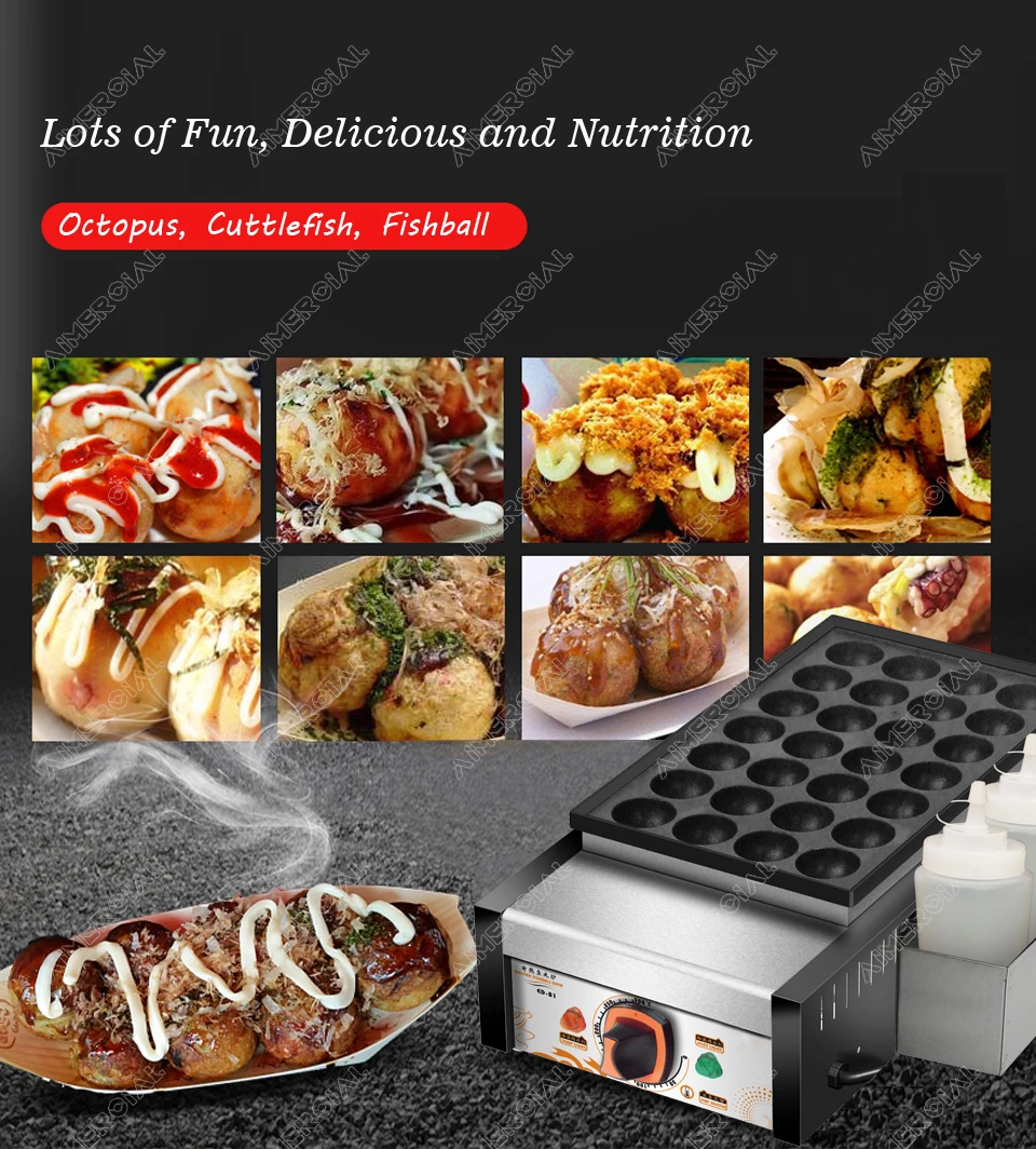 ED81/82/83 Electric Fishball Oven Takoyaki Machine Fish Pellet Grill Snack Equipment Machinery Stainless Steel