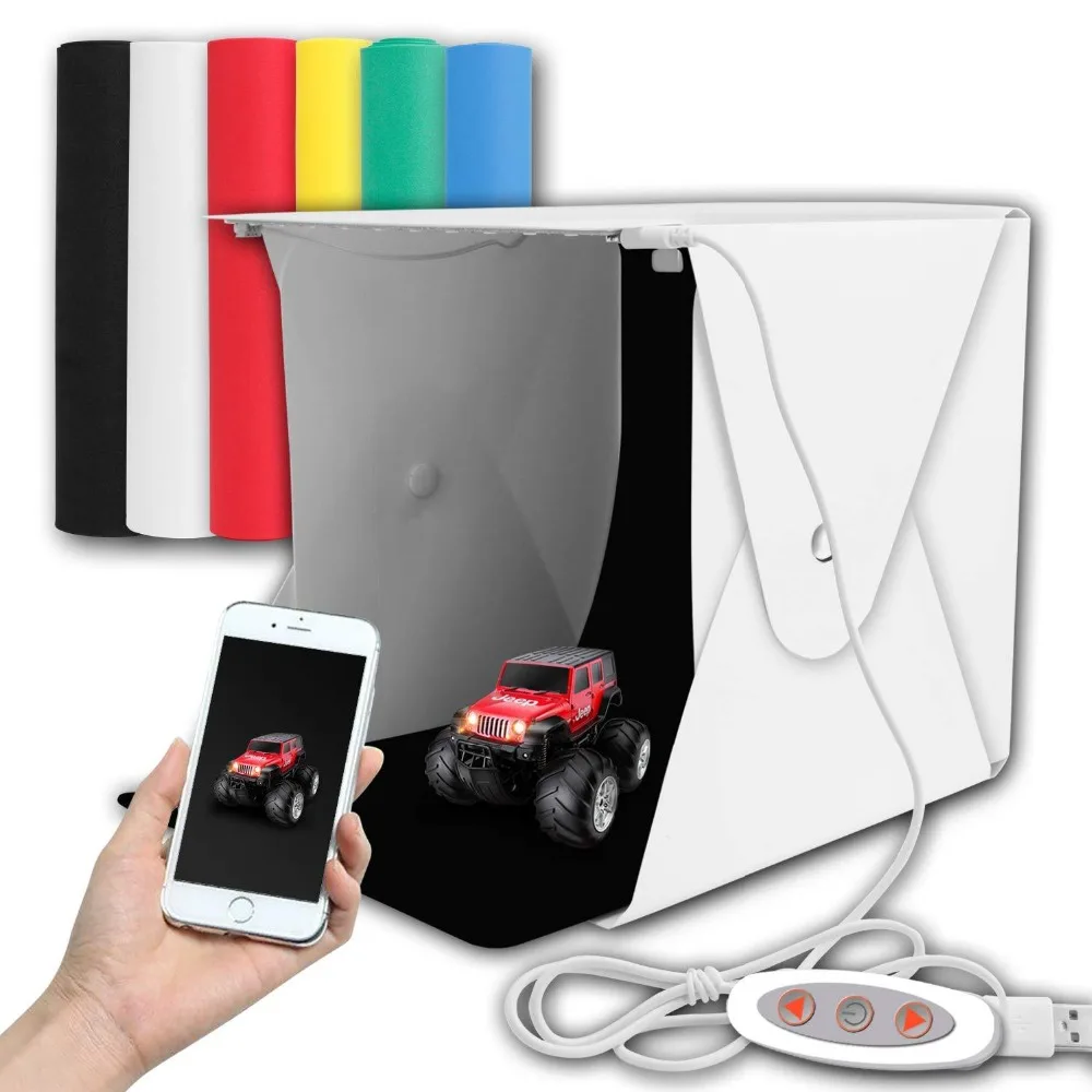 

2 LED Folding Lightbox Mini Portable Photography Photo Studio Softbox Adjustable Brightness Light Box For DSLR Camera