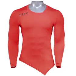 Новая мужская футболка мода v-образным вырезом с длинным рукавом спортивный быстрое высыхание Фитнес одежда мужчин Фитнес сжатия Футболка