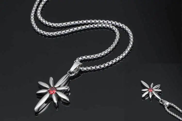 Титановая сталь, панк звезда кулон ожерелье с красным кристаллом простые подвески для женщин мужчин модные ювелирные изделия
