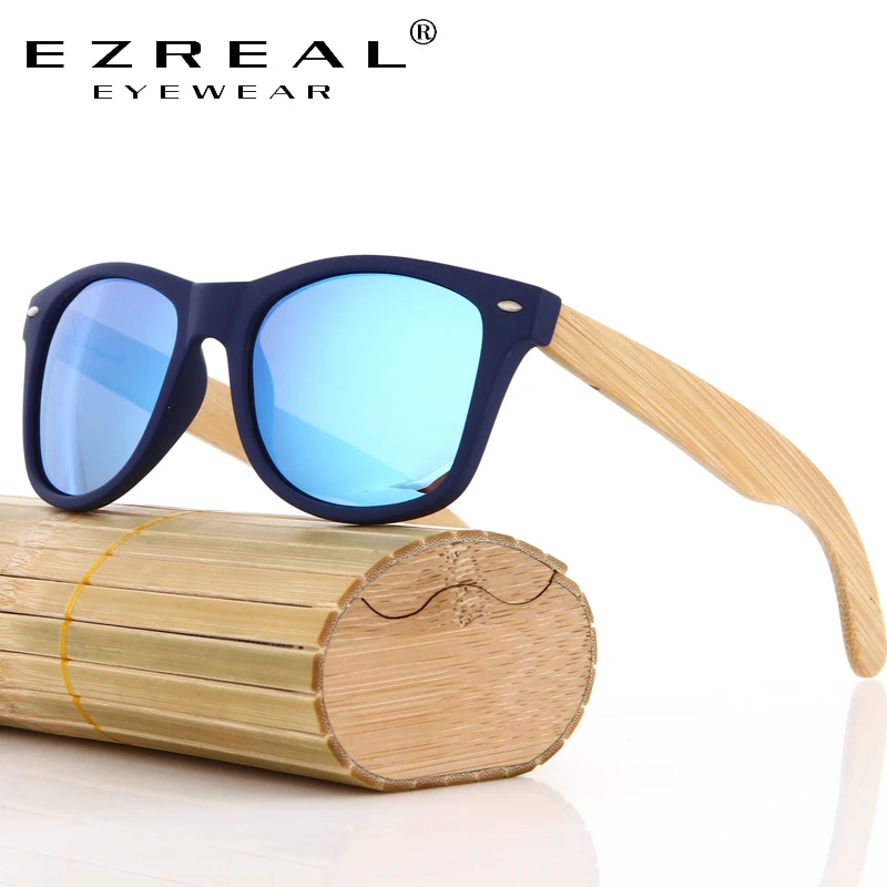 

EZREAL 100% Natural Bamboo Wooden Sunglasses WOOD Handmade Polarized Mirror Coating Lenses Eyewear With Gift Box