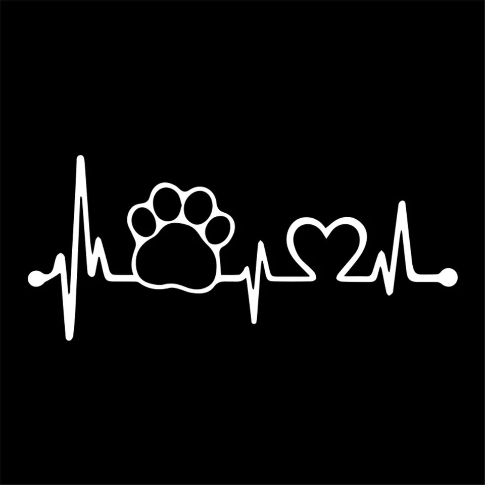 Cunymagos 17.87.7cm 3D Car Styling Stickers Dog Paw Heartbeat Car Stickers and Decals Car Body Stickers (8)