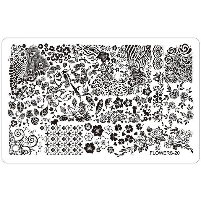FLOWERS20 Kimcci пластина для стемпинга для нейл-арта шаблоны трафареты различные дизайны DIY изображения акриловые кружева цветок животное 16,3*10,3 см - Цвет: FLOWERS20