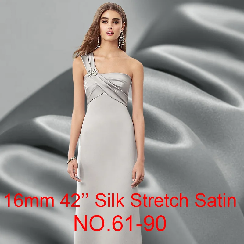 Шелк стрейч Атлас 16 мм 108 см(4") ширина сплошной цвет шелковая ткань для платья рубашки