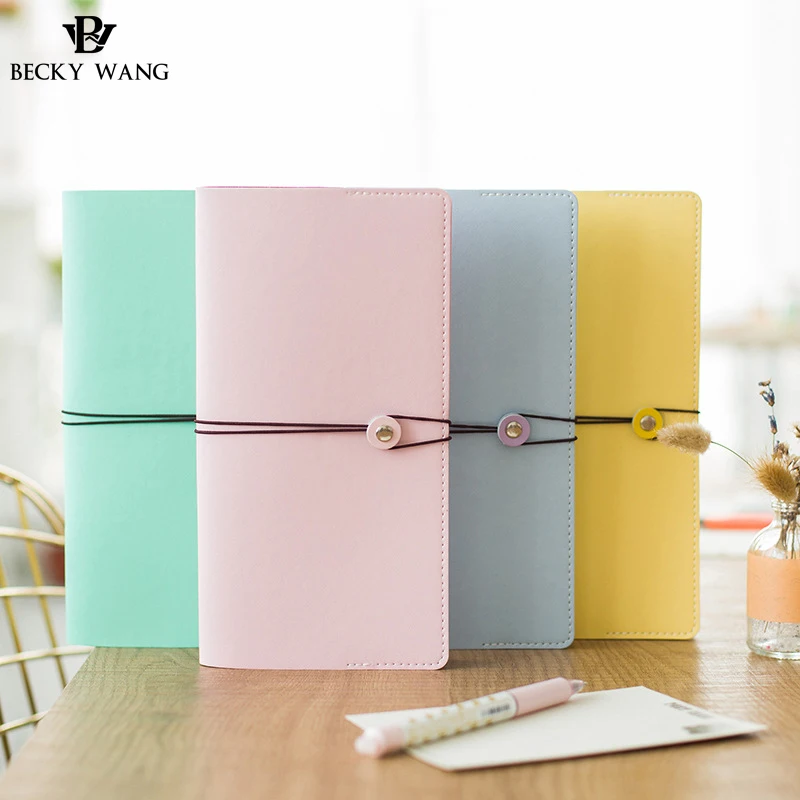 

Cute Faux Leather Traveler's Notebook Macaron 4 Color Diary To Do List Schedule Stationery Planner Journal Agenda