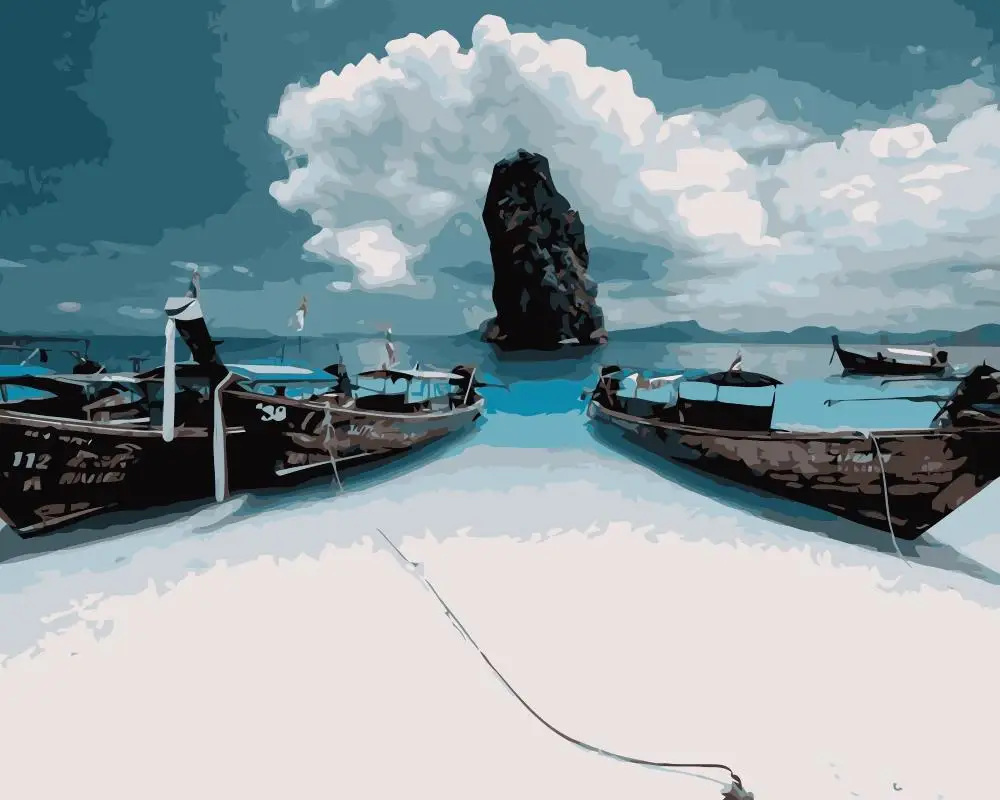 MaHuaf-j610 Thailand Near Sea painting by numbers paint canvas wall pictures for living room 