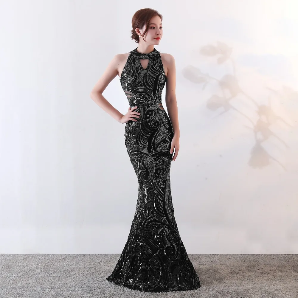 Vestidos Verano Лето г. блесток платье для женщин Элегантный пикантный облегающий для свадьбы Вечернее Макси Черное золото роковой
