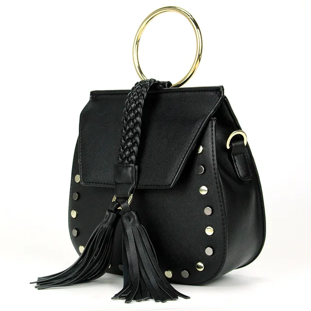 2017 Women Black Saddle Crossbody Bags Ladies Microfiber Synthetic