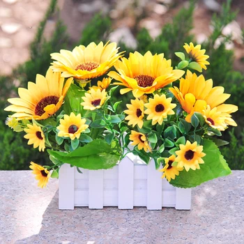 Silk Artificial Sunflowers Bouquet Wedding Decoration Floral for Home Garden Hotel Decor Real Touch Fake Flowers