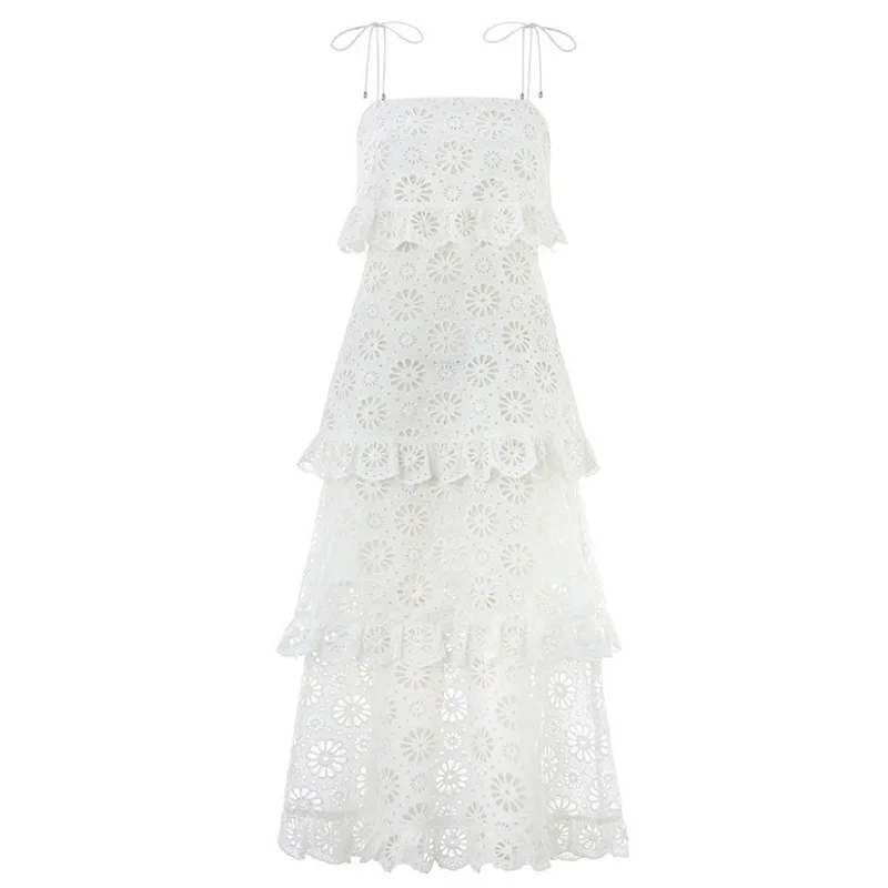 High-Quality-2018-Spring-Hollow-Out-White-Lace-Layered-Dress-Backless-Strapless-Women-Dress (3)