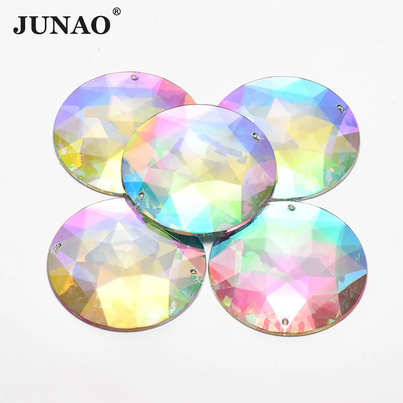 JUNAO 52mm Crystal AB Sewing Round Rhinestones Big Gems Acrylic Stones Flatback Strass Applique For Clothes Hat Bags Decoration | Дом и сад