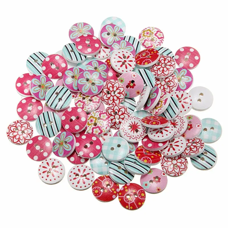 

15mm 50pcs/lot Random Mix Wooden Buttons Circular Craft Scrapbook Sewing Accessories DIY Cardmaking Home Tools 7NK248